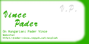 vince pader business card